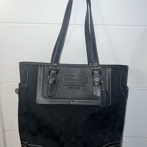 Coach Black Leather Tote Bag